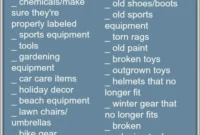 Printable Garage Organizing Checklist