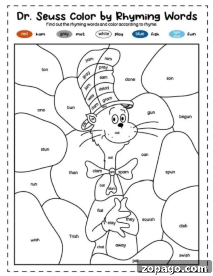 Dr. Seuss Coloring Pages featuring multiple characters