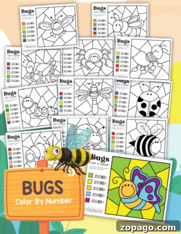 Printable Free Insect Coloring Fun 6 Variety of Insects Coloring Pages for Children
