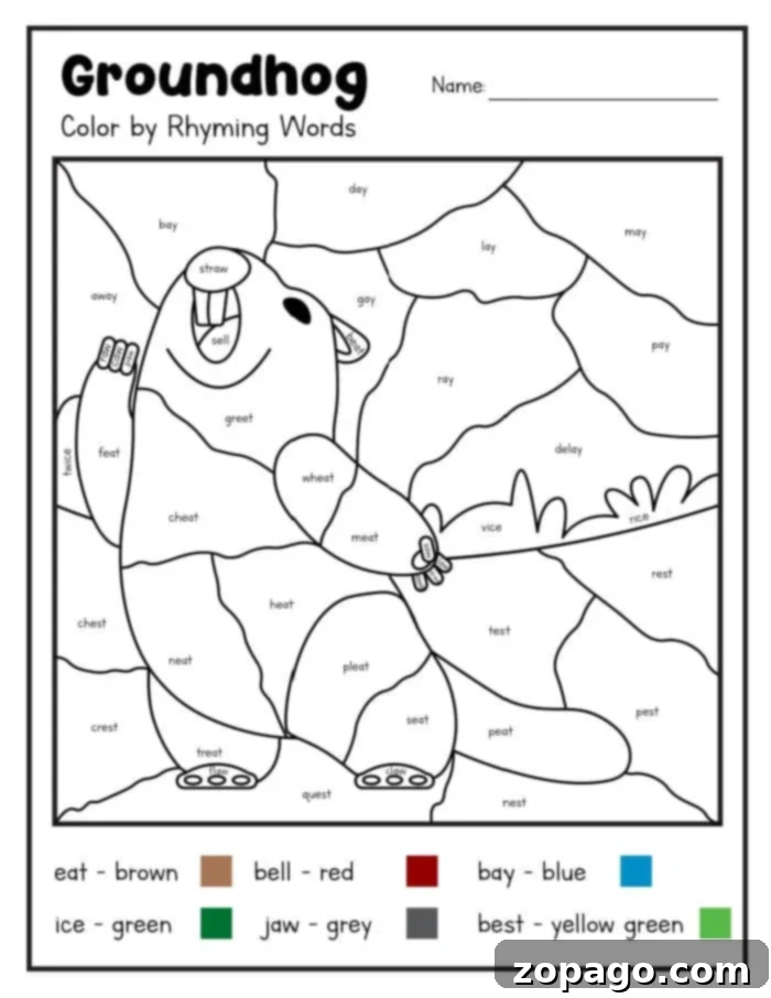Punxsutawney Phil's Coloring Adventures 4 Groundhog Day Coloring Pages