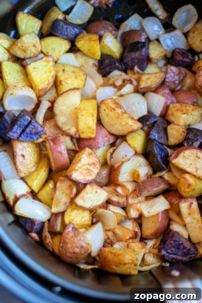 Savory Potato and Onion Medley 8 roasted Air Fryer Potatoes and Onions