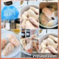 A collage featuring frozen chicken breasts paired with a rich array of spices and cooking ingredients, illustrating creative ideas on how to cook frozen chicken effortlessly.