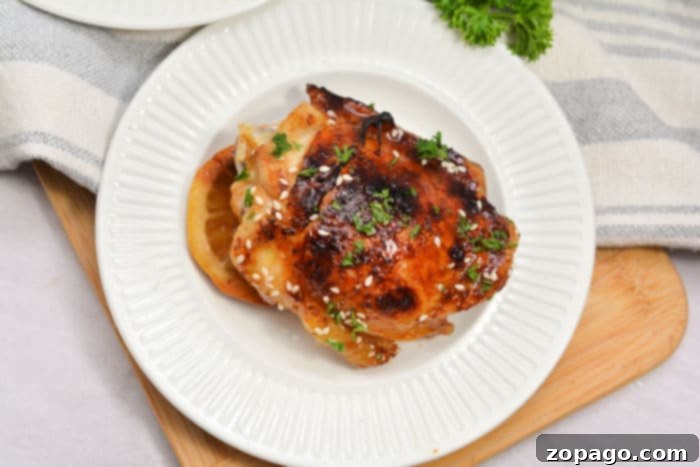 Sticky Teriyaki Baked Chicken 6 Close-up of perfectly cooked teriyaki chicken, ready to be enjoyed or stored as leftovers.