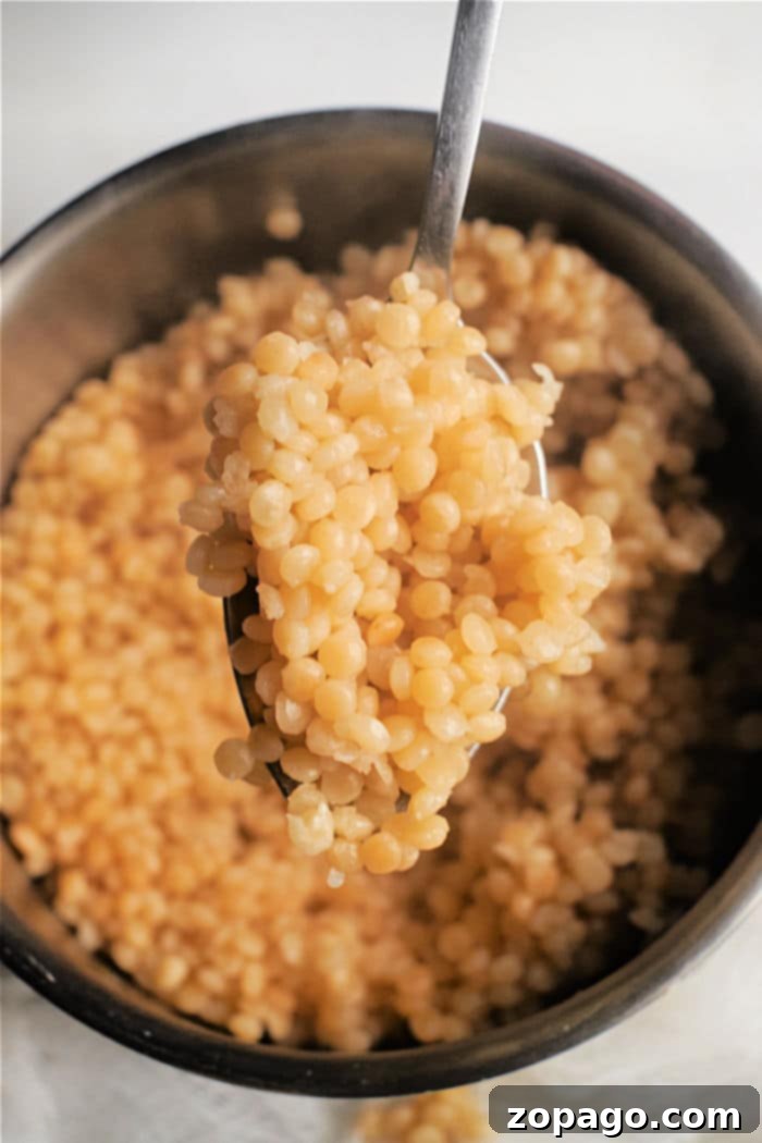 Mastering Pearl Couscous 2 How to Cook Pearl Couscous - perfectly cooked and ready to serve.