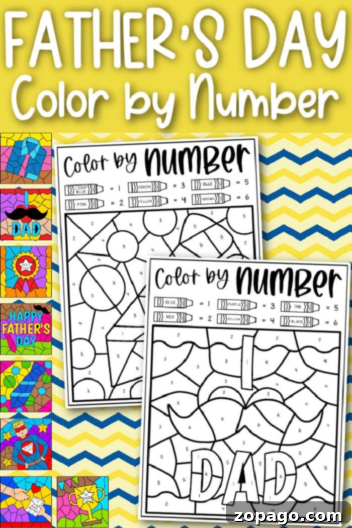 Free Fathers Day Coloring Fun 2 Fathers Day color by number printable page
