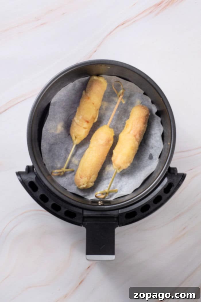 Homemade Corn Dogs Air Fryer Perfection 6 Homemade Corn Dogs ready for the air fryer