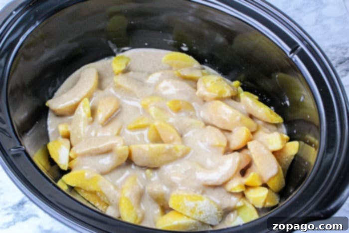 One-Pot Cobbler Perfection 7 Crockpot Peach Cobbler with Cake Mix