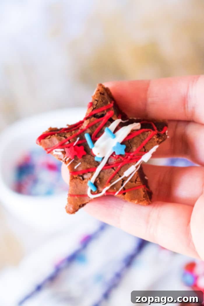 Irresistible Brownie Bites 7 A festive spread featuring star-shaped two-bite brownies, perfect for the Fourth of July.