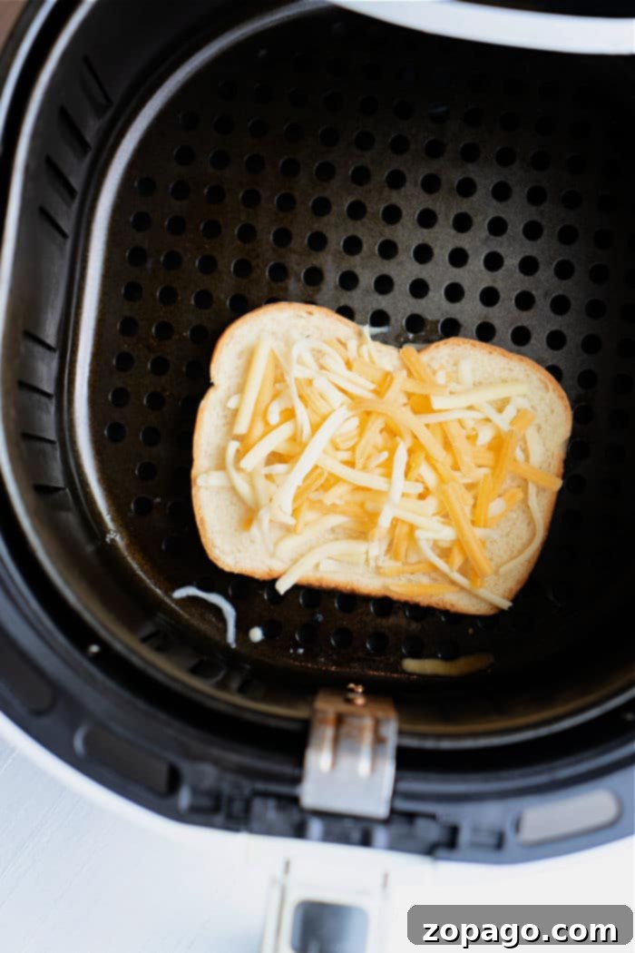 Air Fryer Cheese Toast Base cheese toast in air fryer
