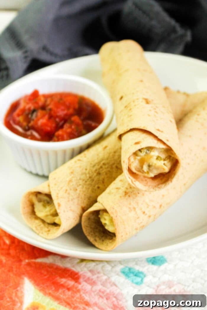 Homemade Crispy Air Fryer Chicken Taquitos 2 Crispy homemade chicken taquitos fresh from the air fryer