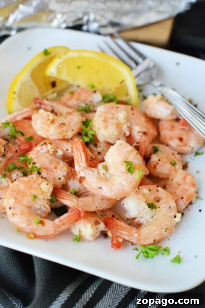 Grilling Frozen Shrimp with fresh herbs and lemon