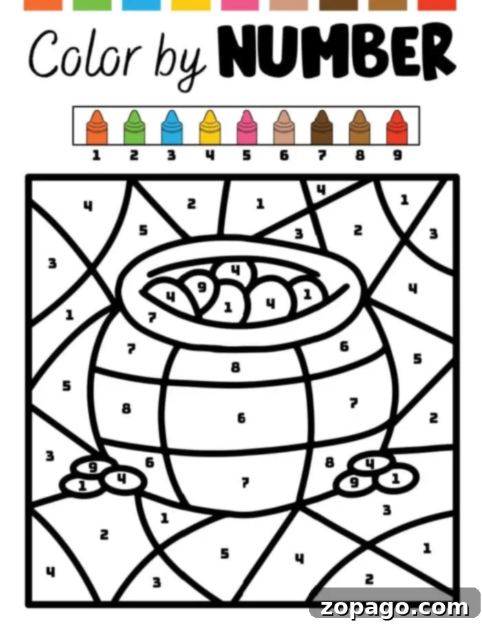 Shamrock Scapes: St. Patrick's Color by Number 5 Detailed St. Patrick's Day themed color by number worksheet, showcasing intricate patterns and symbols of luck