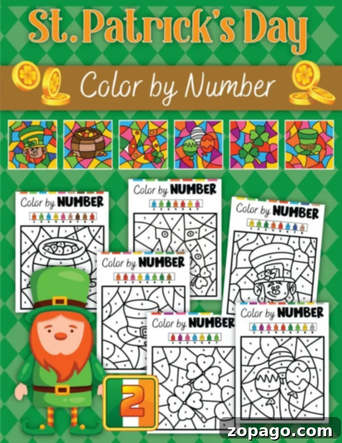 Shamrock Shade by Number 7 Color by Number St. Patrick's Day design featuring a festive Irish hat