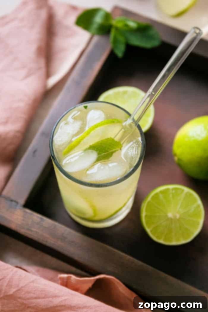 Simple Lime Refresher 5 Non-alcoholic Lime Drink served in a pitcher and glasses