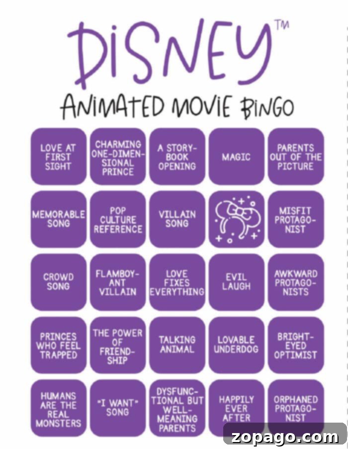 Printable Disney Bingo Fun 5 disney bingo game