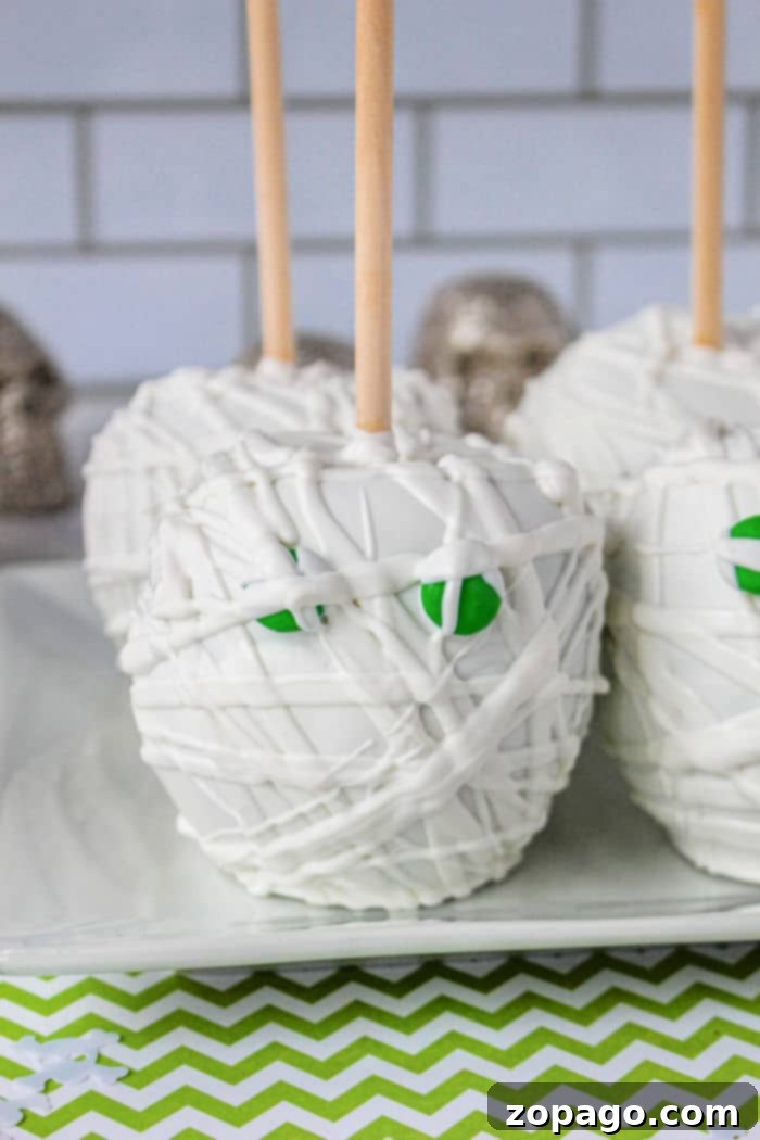 Ghostly White Chocolate Apple Treats 2 Halloween Candy Apples