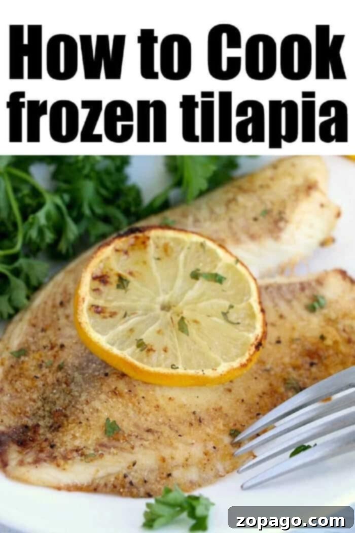 Crispy air-fried frozen tilapia fillet, seasoned and ready to eat.