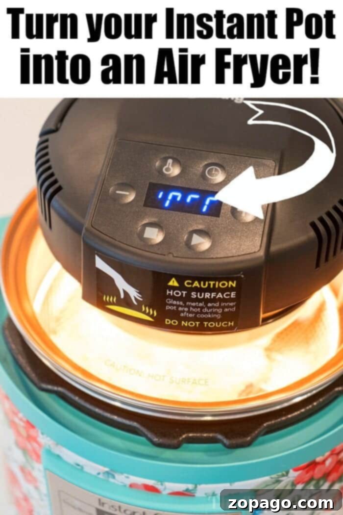 Instant Pot Pressure Building Time 5 Instant Pot Air Fryer lid - Close-up view.
