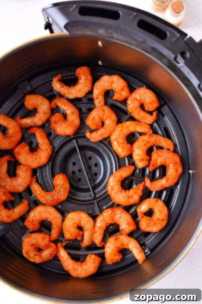 Naked Air Fryer Shrimp 2 Perfectly cooked air fryer shrimp with no breading, ready to serve