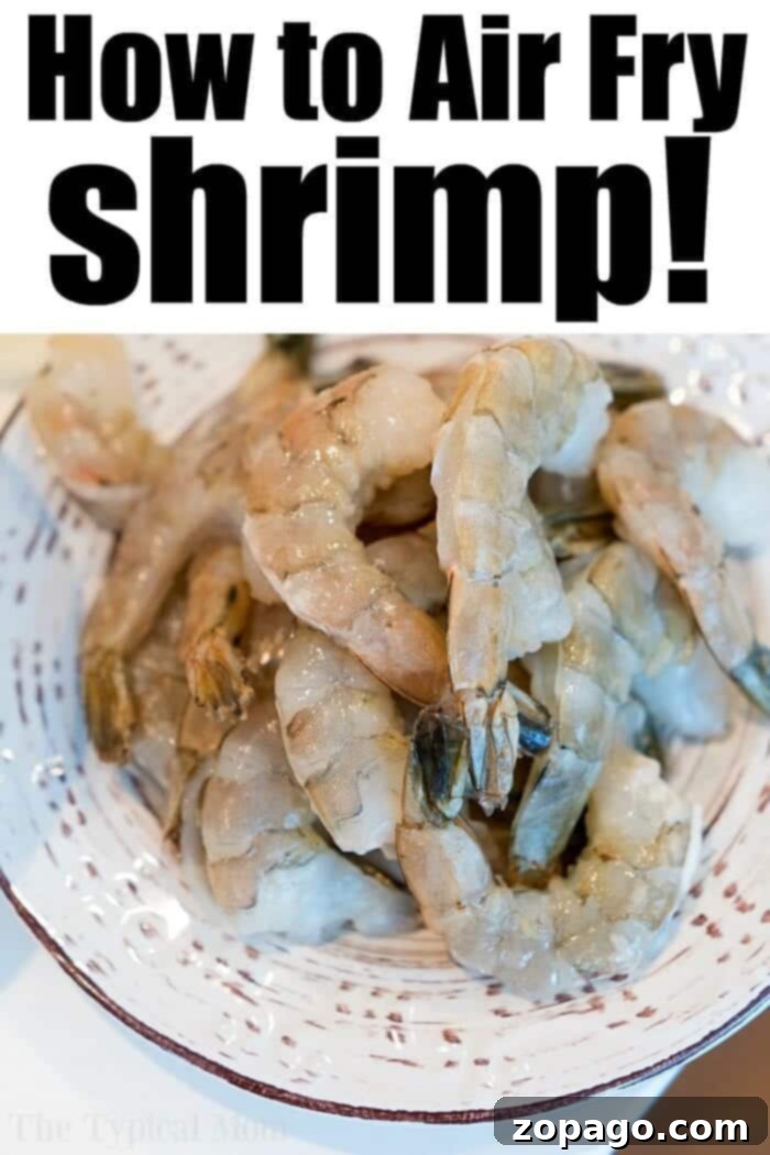 Thawed shrimp ready for seasoning in an air fryer, illustrating the simple preparation