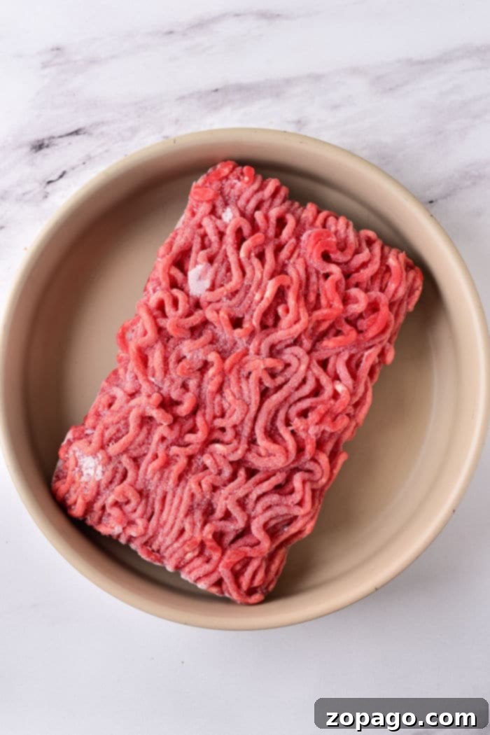 Quick Microwave Ground Beef Thaw 2 Thaw Ground Beef in Microwave - Frozen block in dish