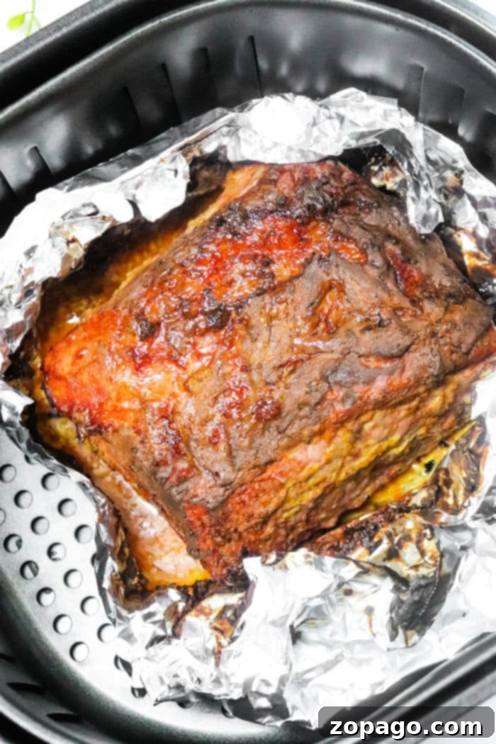 Perfect Air Fryer Corned Beef 7 Visual guide on how long to cook corned beef in an air fryer for perfect tenderness.