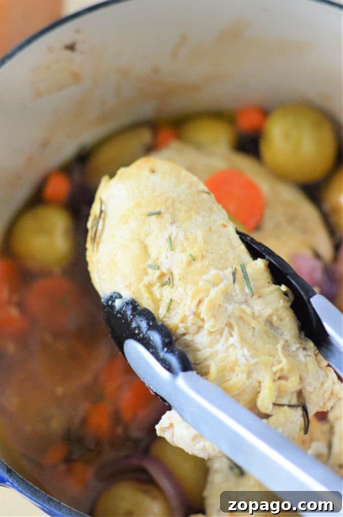 Dutch Oven Chicken Breast 7 Close up of Dutch Oven Chicken Breast and vegetables