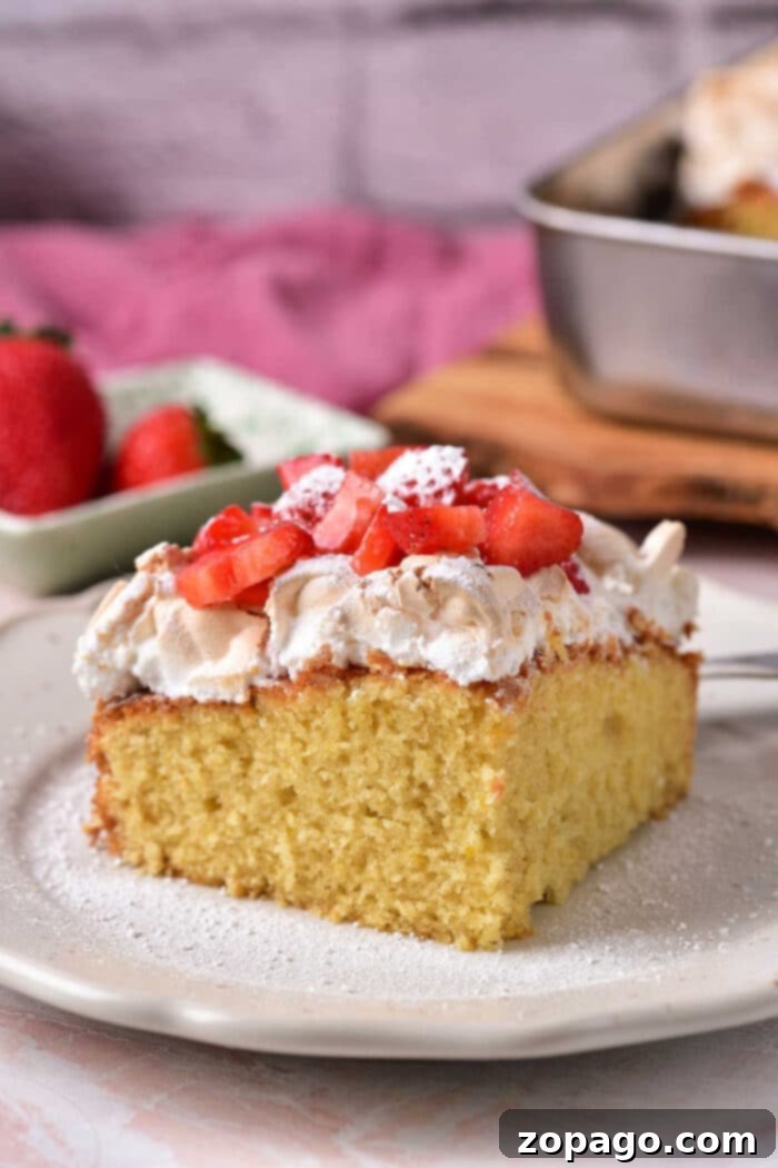 Zesty Lemon Meringue Strawberry Shortcake 2 Strawberry Shortcake with Meringue, a vibrant dessert with fluffy meringue peaks and fresh strawberries.