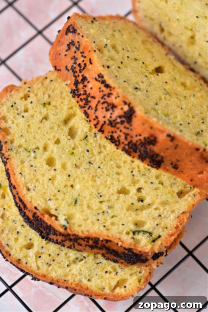 Zesty Lemon Zucchini Loaf 7 Sliced Zucchini Lemon Poppy Seed Bread