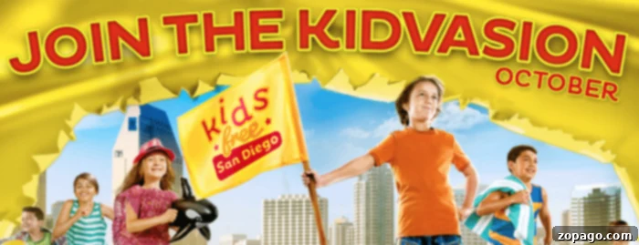 San Diego October: Kids Play Free! 2 Families enjoying Kids Free San Diego offers at various attractions