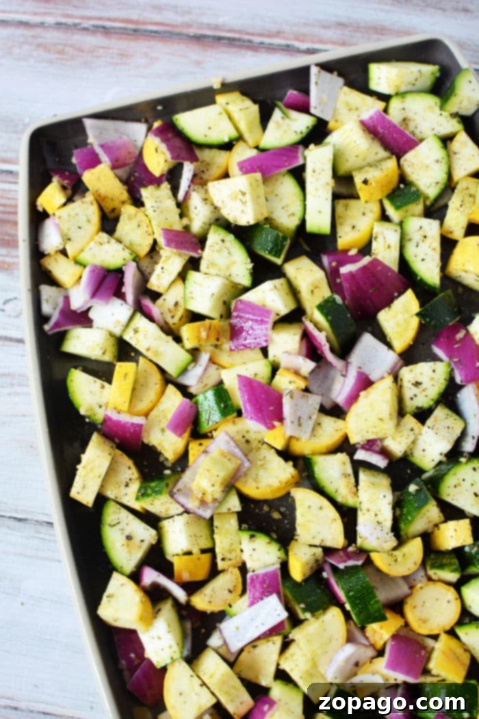 Roasted Zucchini and Squash with herbs