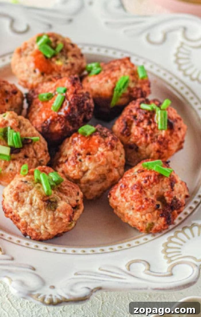 Crispy Air Fried Chicken Meatballs 2 ground chicken meatballs