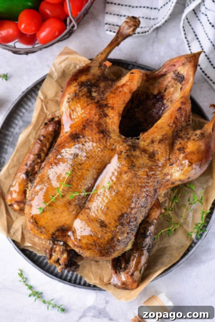Crispy Roast Duck at Home 5 Crispy Roasted Duck, carved and ready to serve
