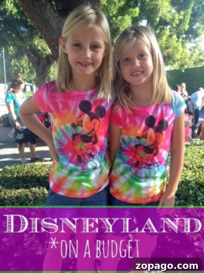 Expert tips on how to save money at Disneyland, including free parking, what to bring, and free activities inside the park for an affordable family vacation. Family enjoying Disneyland, with text overlay: How to Save Money at Disneyland