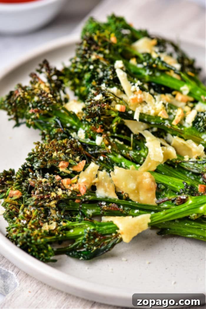 Crispy Air Fryer Broccolini 2 Air Fryer Broccolini florets with garlic, ready for cooking