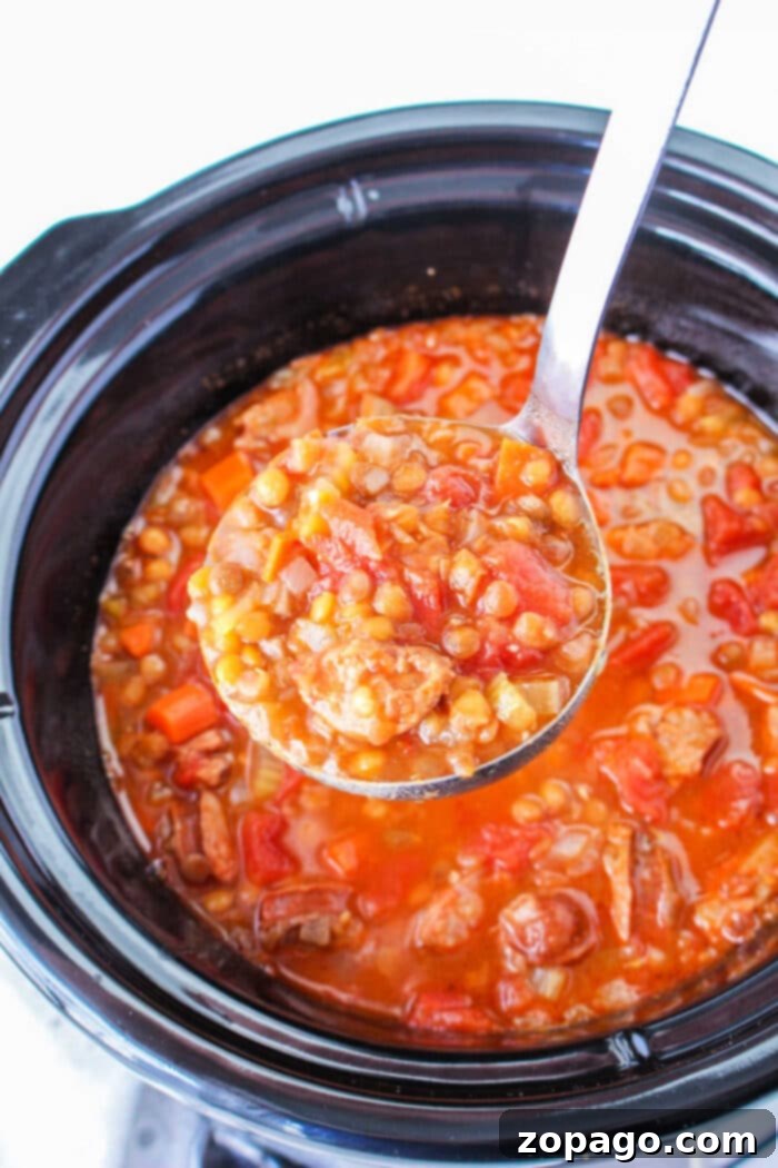 Hearty Lentil Stew 2 Hearty Slow Cooker Lentil Stew with Sausage