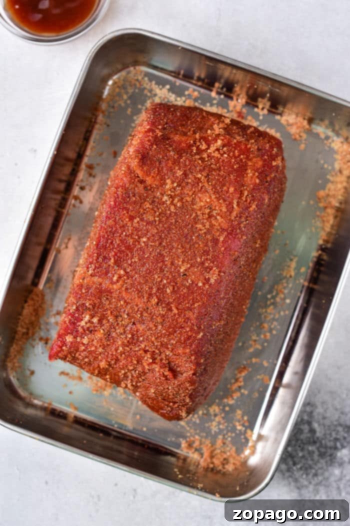 Smoky Chuck Roast Burnt Ends 3 Diced chuck roast coated in a savory dry rub, ready for baking in the oven for the first stage