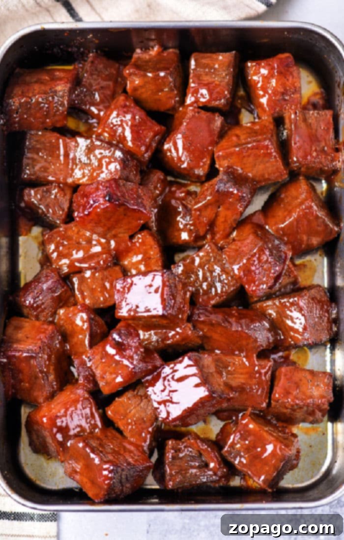Smoky Chuck Roast Burnt Ends 7 Poor Man's Burnt Ends, close-up of the sticky, caramelized texture