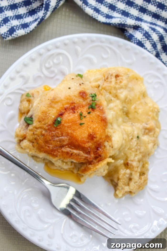 Pan-Seared Chicken Thighs 6 Skillet chicken recipe featuring succulent chicken thighs simmering in a rich, creamy sauce, garnished with fresh herbs.