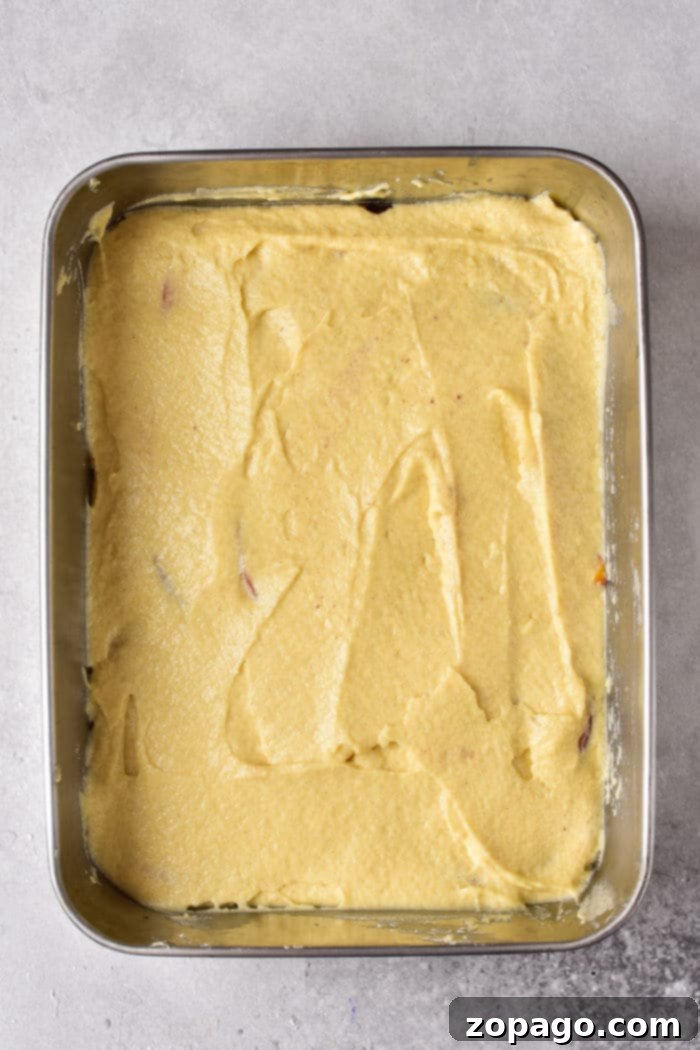 Sun-Kissed Peach Cake 4 Fresh Fruit Cake, featuring sliced peaches layered within a moist cake