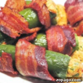 Smoke Jalapeno Poppers close-up, showing crispy bacon and melted cheese.