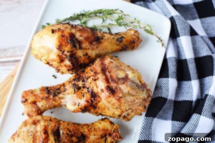 Smoky Grilled Chicken Drumsticks 7 Grilled chicken drumsticks cooling on a wire rack after cooking