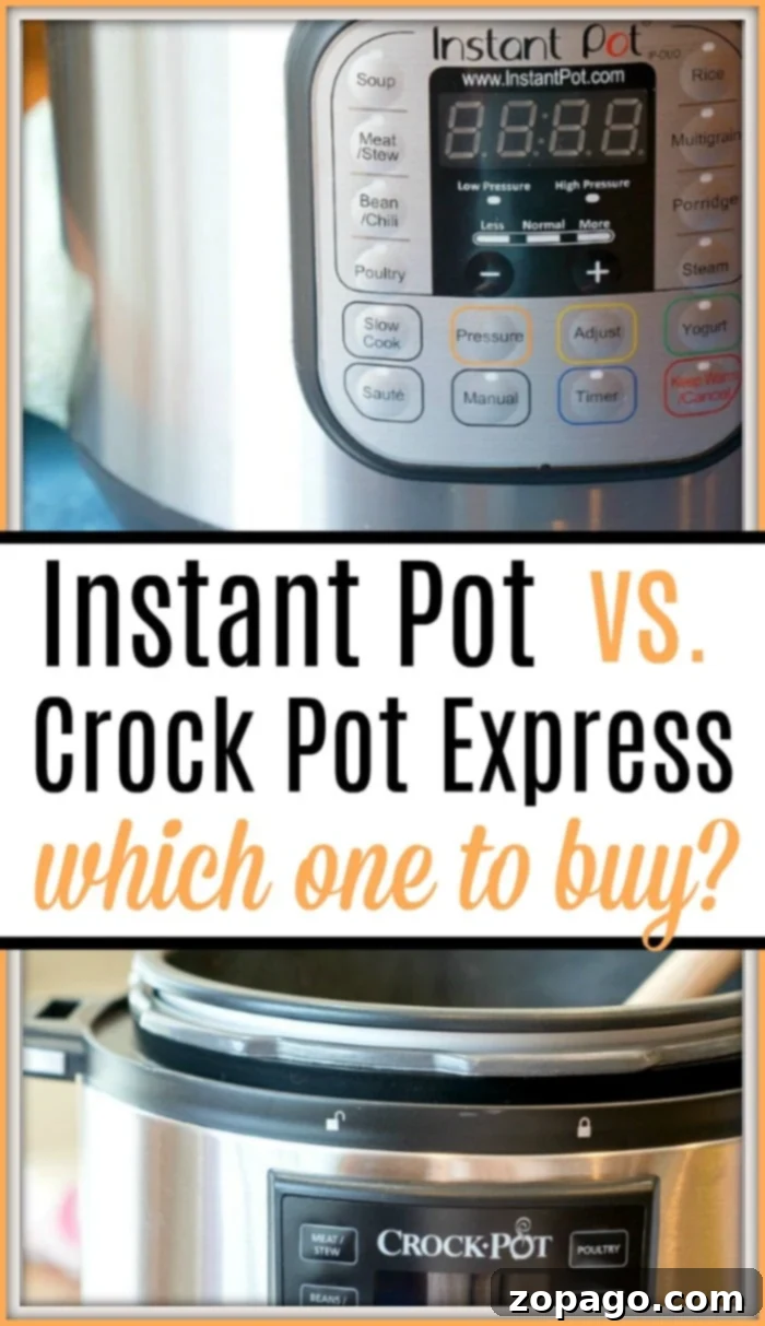 Instant Pot Versus Crock Pot Express Which One To Buy 2 Instant Pot and Crock Pot Express side-by-side for comparison