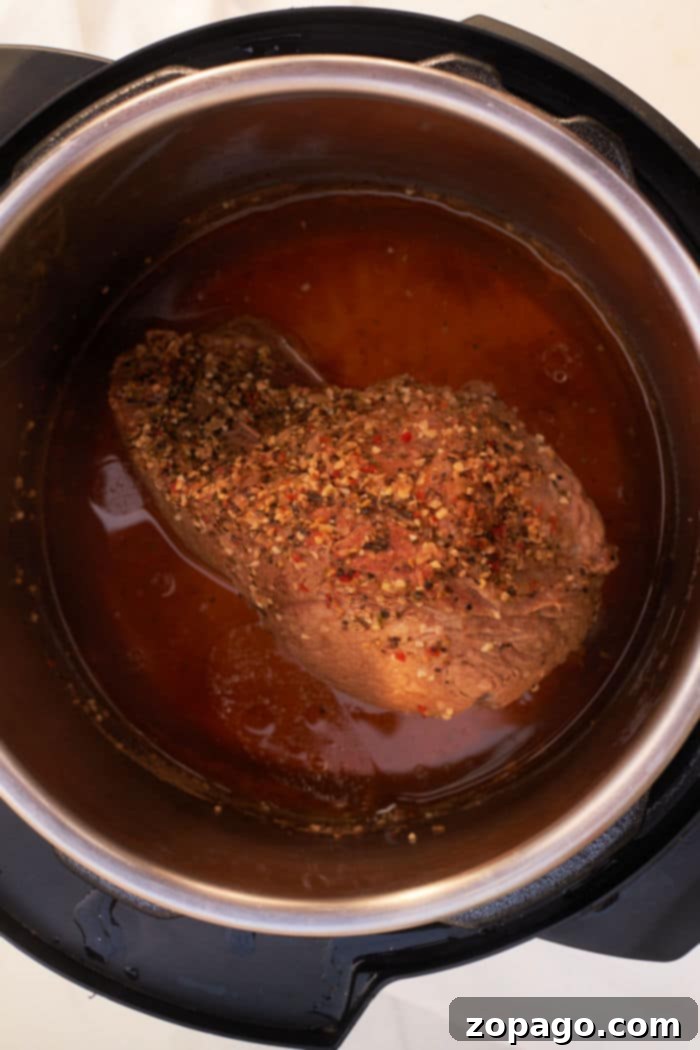 Tender Instant Pot Sirloin Tip Roast 6 Instant Pot Sirloin Tip Roast, sliced and served