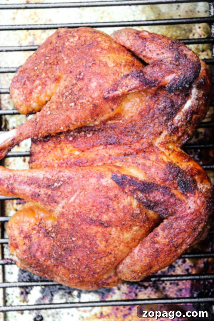 Perfectly Smoked Spatchcock Chicken 2 Smoked Spatchcock Chicken on Grill