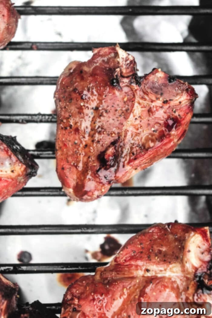 Perfect Pan Seared Lamb Loin Chops 2 Smoked Lamb Loin Chops on a grill