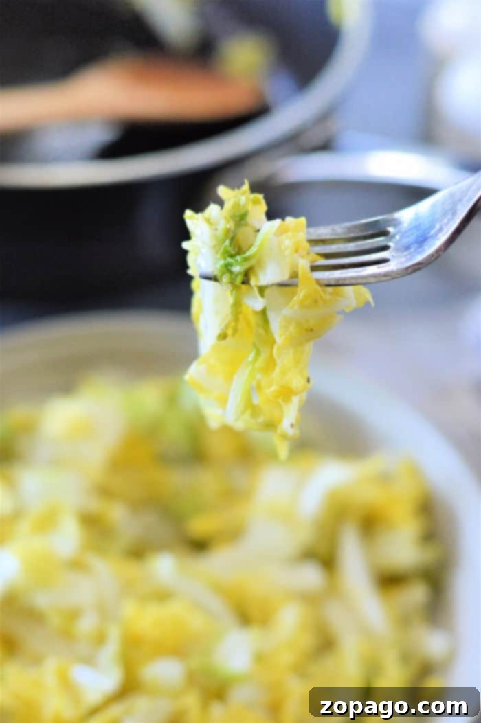 Easy Napa Cabbage Recipes 7 Buttered Cabbage - A bowl of tender, buttered Napa cabbage ready to serve.