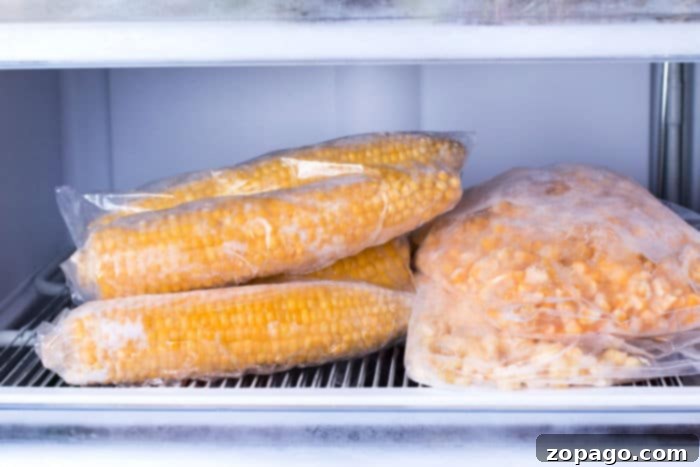 Perfectly Cooked Frozen Corn on the Cob Every Time 3 Close-up of frozen corn cobs ready for cooking