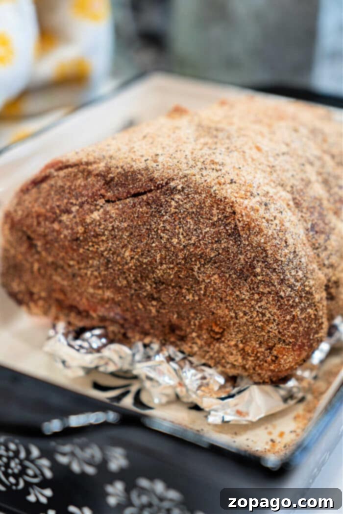 Homestyle Pot Roast Seasoning 6 Perfectly cooked pot roast with crispy seasoning crust, ready to serve.