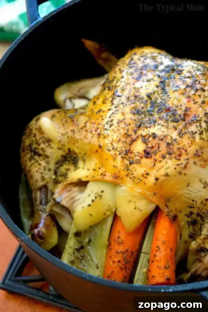 Classic Stuffed Whole Chicken 5 Deliciously seasoned and roasted stuffed whole chicken, carved and ready to serve with pan juices.